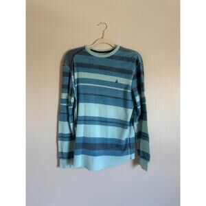 Volcom Eveleth Slub Stripe Thermal Mens Medium Pullover Rib Knit Long Sleeve